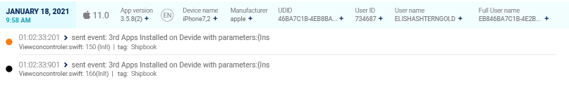 log session header display